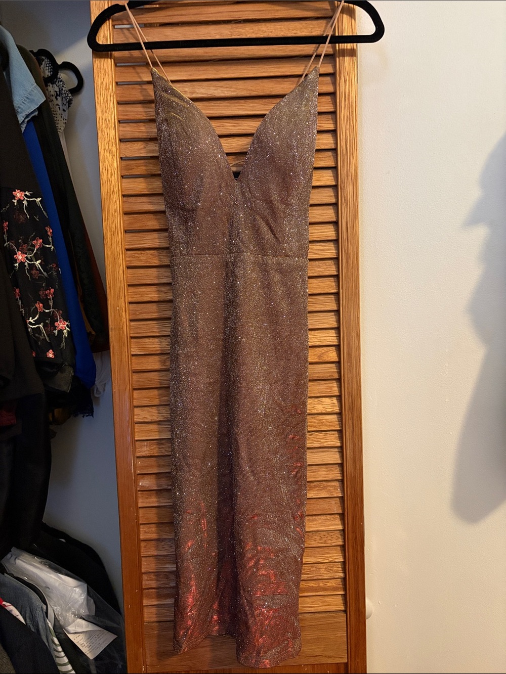 Windsor Rose Gold Sparkle Midi Slip Dress